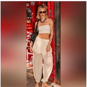 Free People Tongue Tied Sheer Balloon Pants NWT Ivory XS MSRP $128